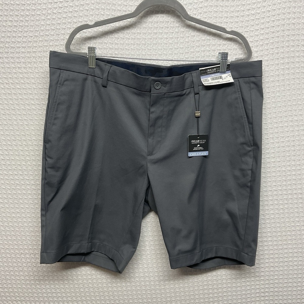AWearness Kenneth Cole Flat Front Slim Fit Shorts Stretch Gray Pockets Men's 40